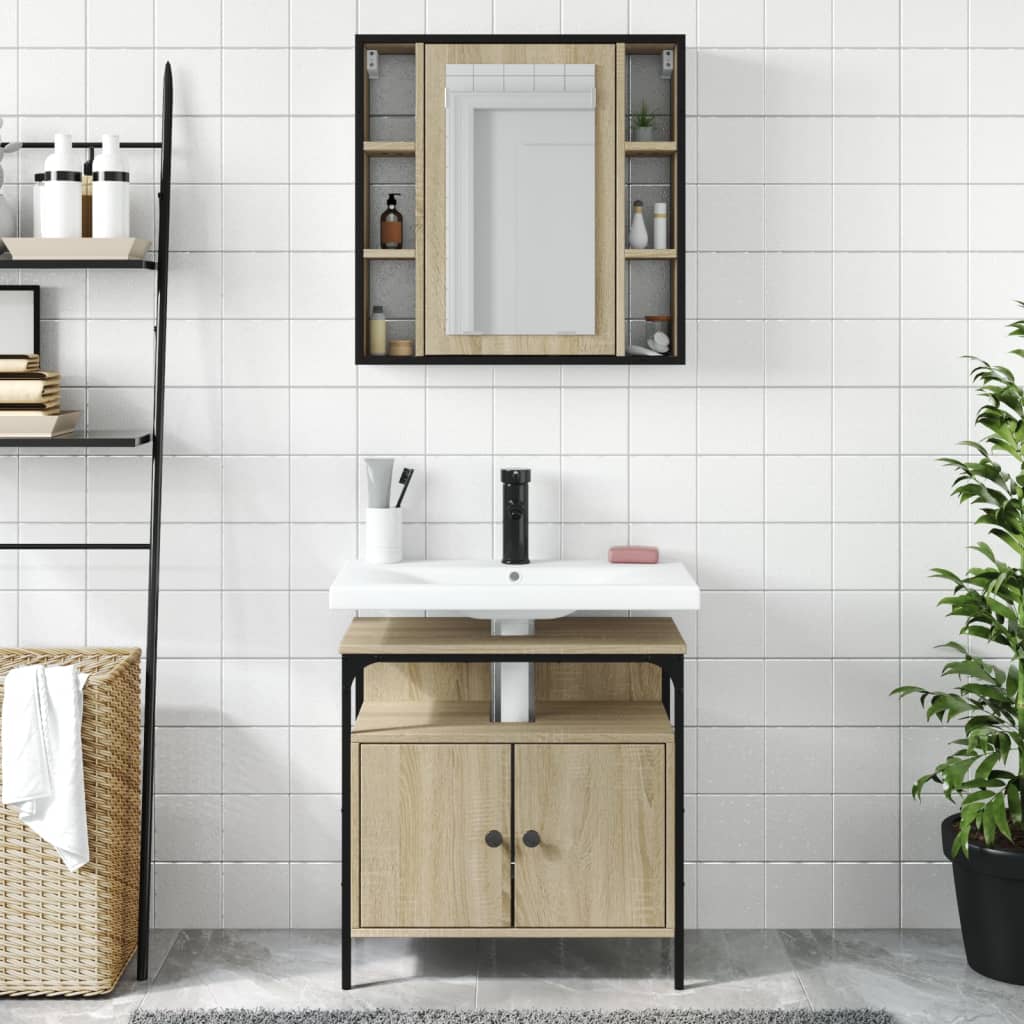 Set mobilier de baie, 2 piese, stejar sonoma, lemn prelucrat