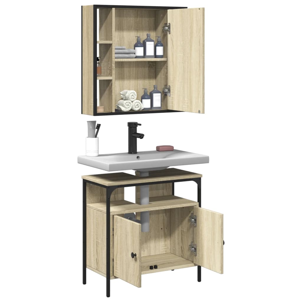Set mobilier de baie, 2 piese, stejar sonoma, lemn prelucrat