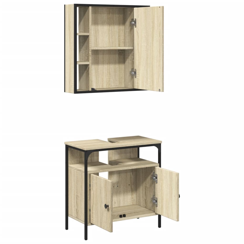 Set mobilier de baie, 2 piese, stejar sonoma, lemn prelucrat