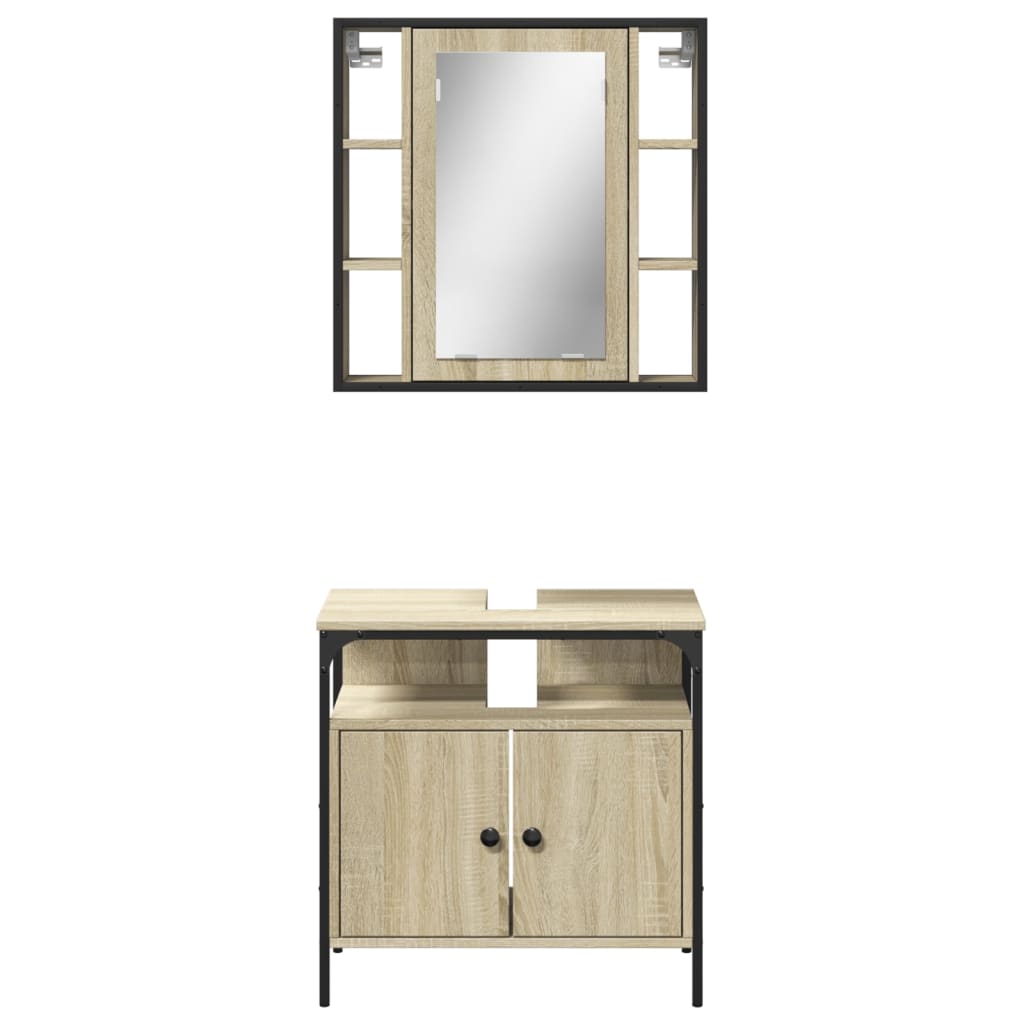 Set mobilier de baie, 2 piese, stejar sonoma, lemn prelucrat