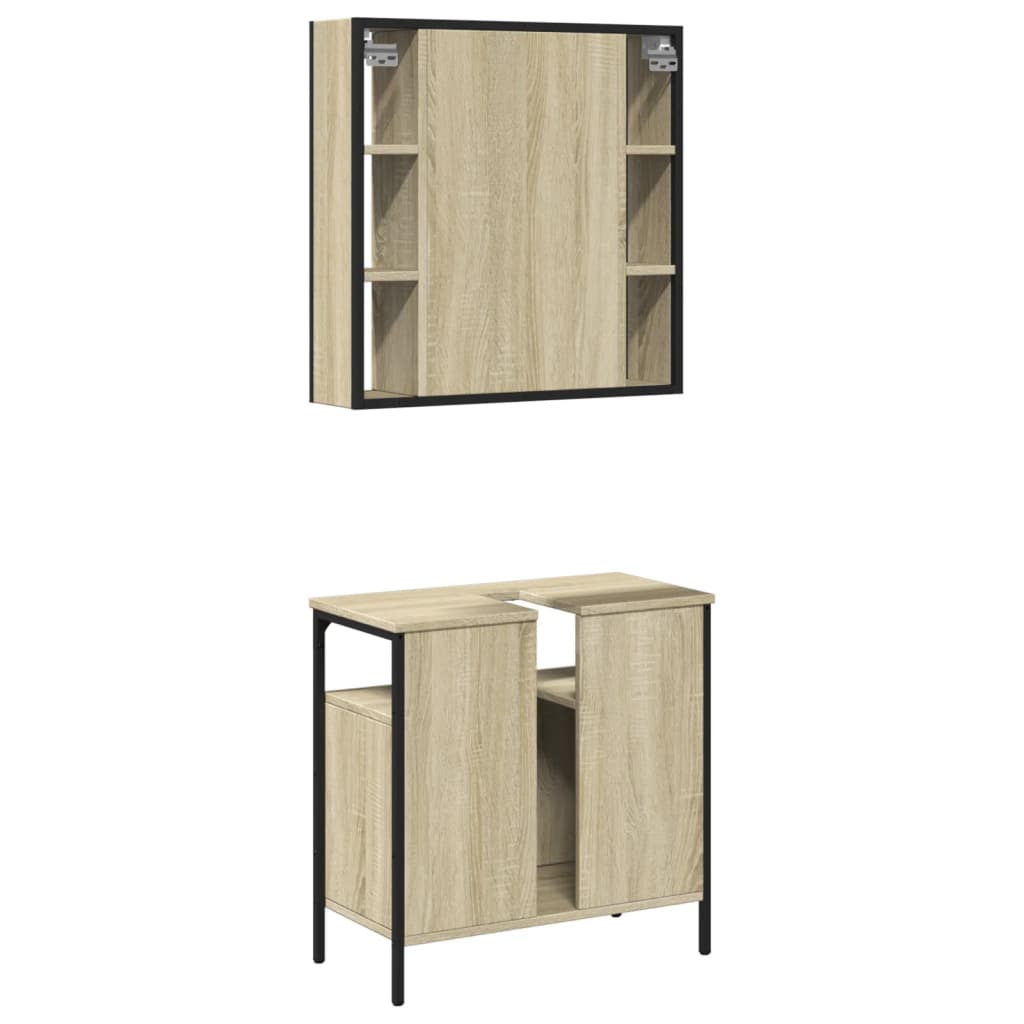 Set mobilier de baie, 2 piese, stejar sonoma, lemn prelucrat