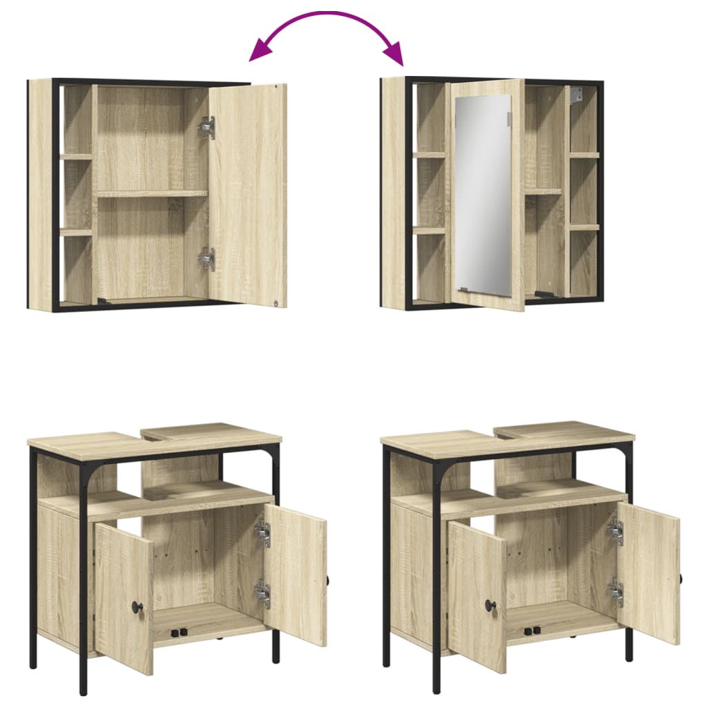 Set mobilier de baie, 2 piese, stejar sonoma, lemn prelucrat