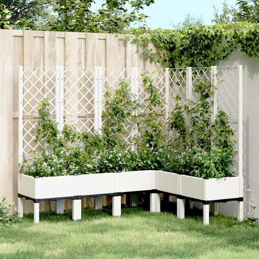 Jardinieră de grădină cu spalier, alb, 160x120x142 cm PP