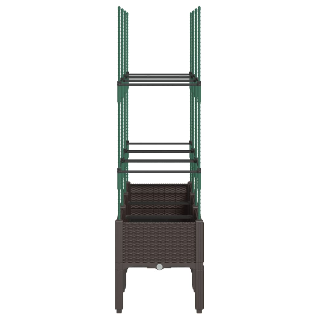 Jardinieră de grădină cu spalier, maro, 120x40x142,5 cm, PP