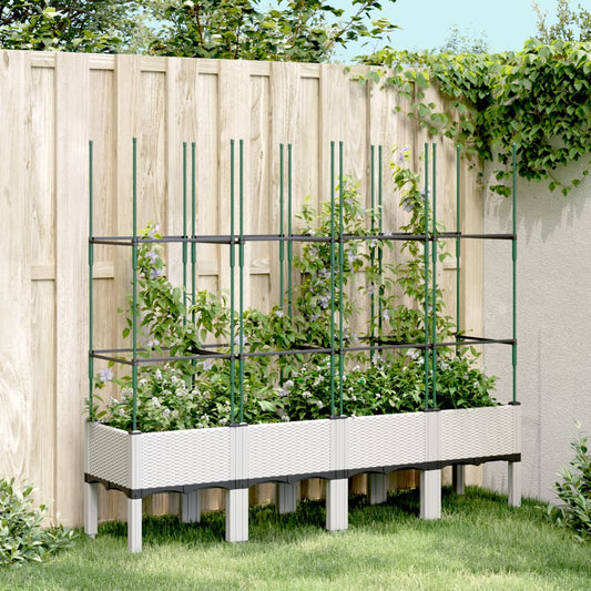 Jardinieră de grădină cu spalier, alb, 160x40x142,5 cm PP