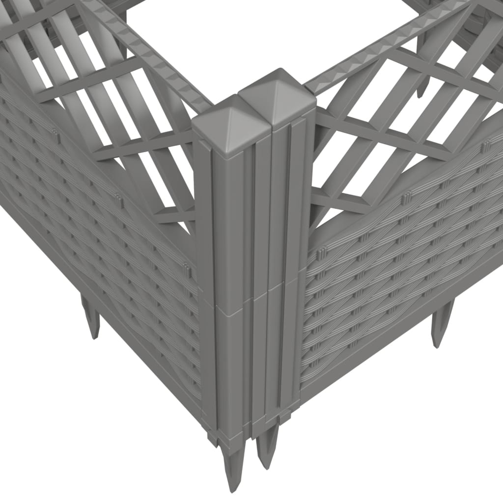 Jardinieră grădină cu țăruși gri deschis, 43,5x43,5x43,5 cm, PP