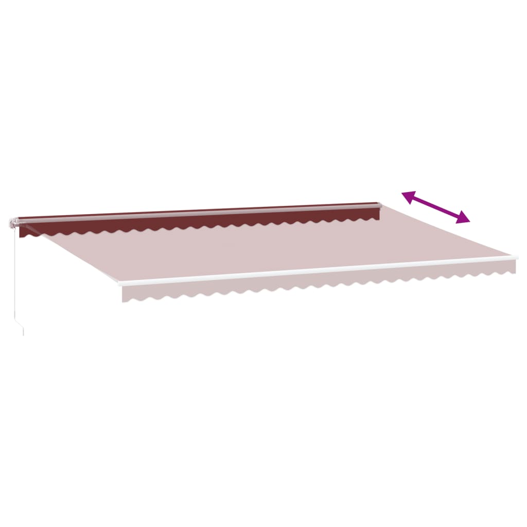 Copertina retractabilă manual cu LED, vișiniu, 600x300 cm