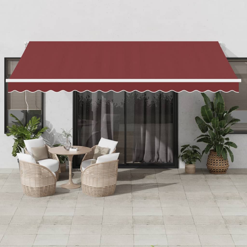 Copertina retractabilă automat cu LED, vișiniu, 450x350 cm