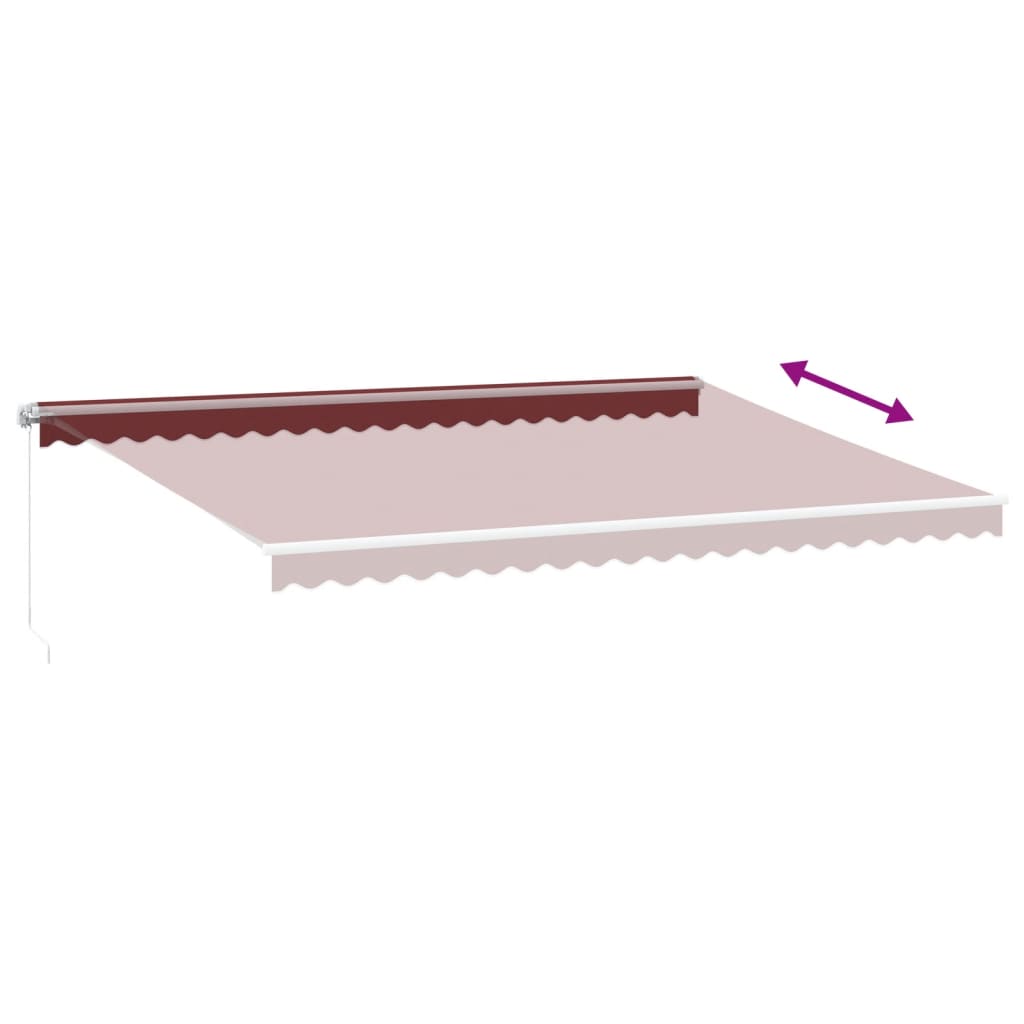 Copertina retractabilă manual cu LED, vișiniu, 500x350 cm