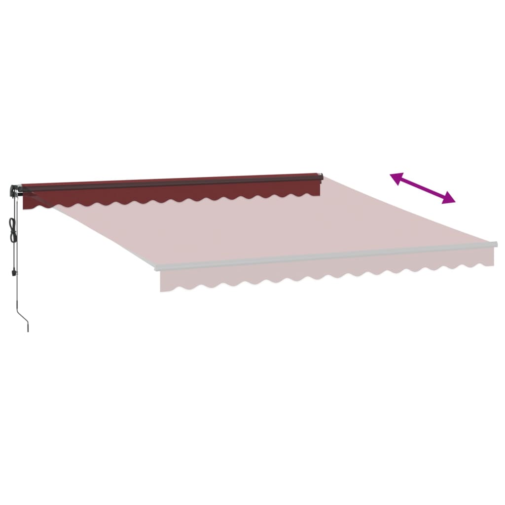 Copertina retractabilă automat cu LED-uri, vișiniu, 400x350 cm