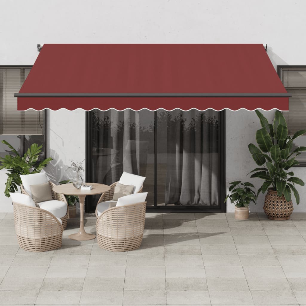 Copertina retractabilă automat cu LED-uri, vișiniu, 400x350 cm