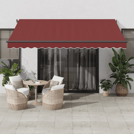 Copertina retractabilă automat cu LED-uri, vișiniu, 400x350 cm