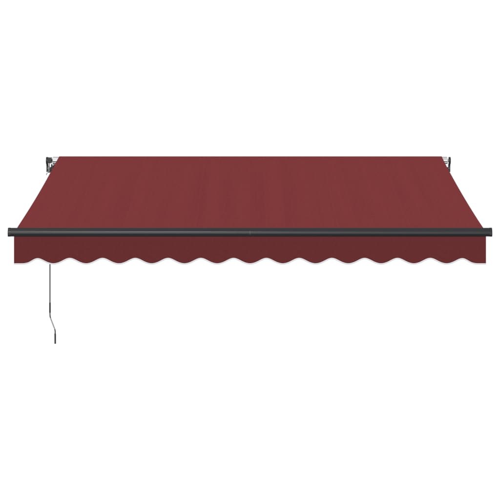 Copertina retractabilă manual cu LED-uri, vișiniu, 350x250 cm