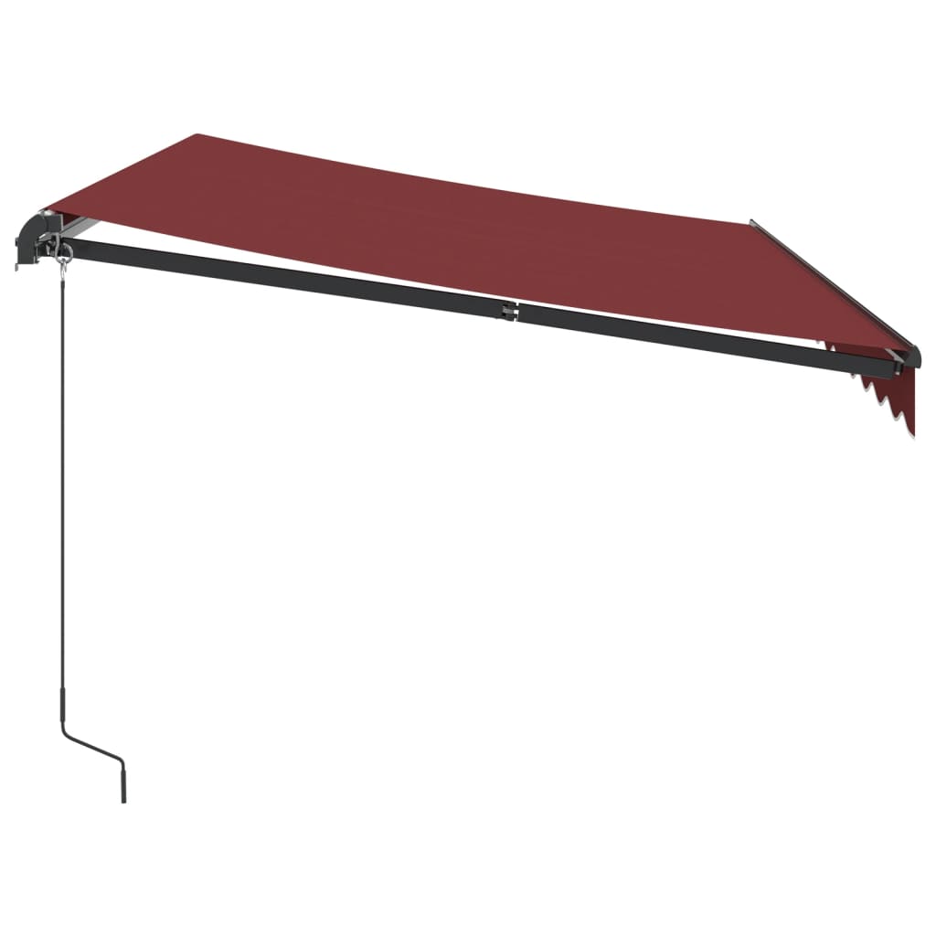 Copertina retractabilă manual cu LED-uri, vișiniu, 350x250 cm