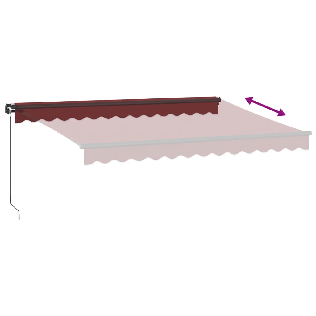 Copertina retractabilă manual cu LED-uri, vișiniu, 350x250 cm