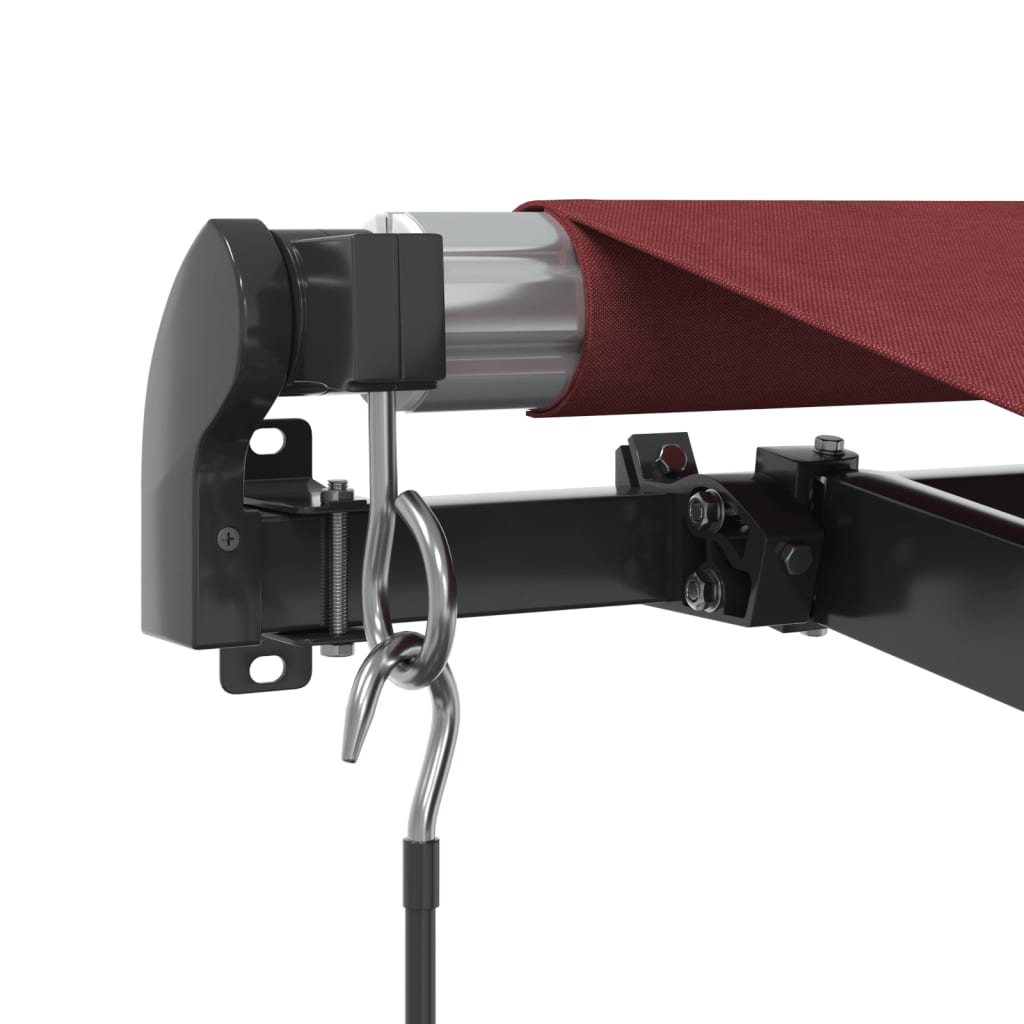 Copertina retractabilă manual cu LED-uri, vișiniu, 350x250 cm