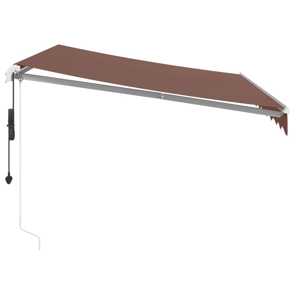 Copertina retractabilă automat cu LED, maro, 300x250 cm