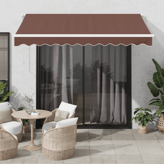 Copertina retractabilă automat cu LED, maro, 300x250 cm