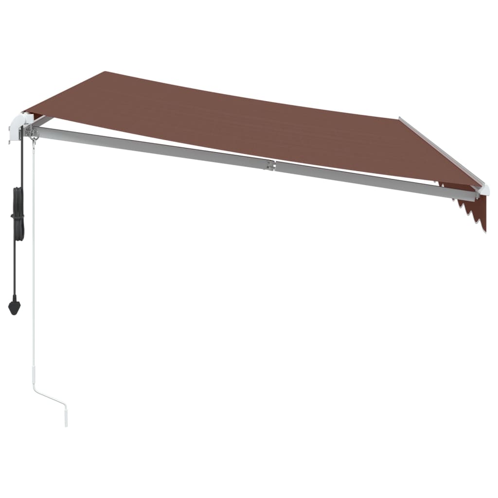 Copertina retractabilă automat cu LED, maro, 350x250 cm