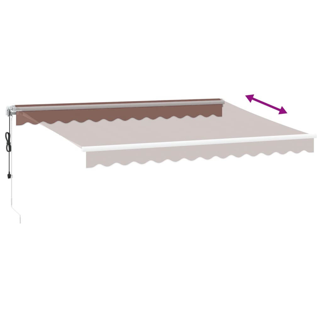 Copertina retractabilă automat cu LED, maro, 350x250 cm