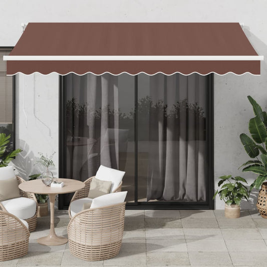 Copertina retractabilă automat cu LED, maro, 350x250 cm