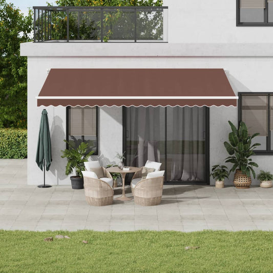Copertina retractabilă automat cu LED, maro, 500x350 cm