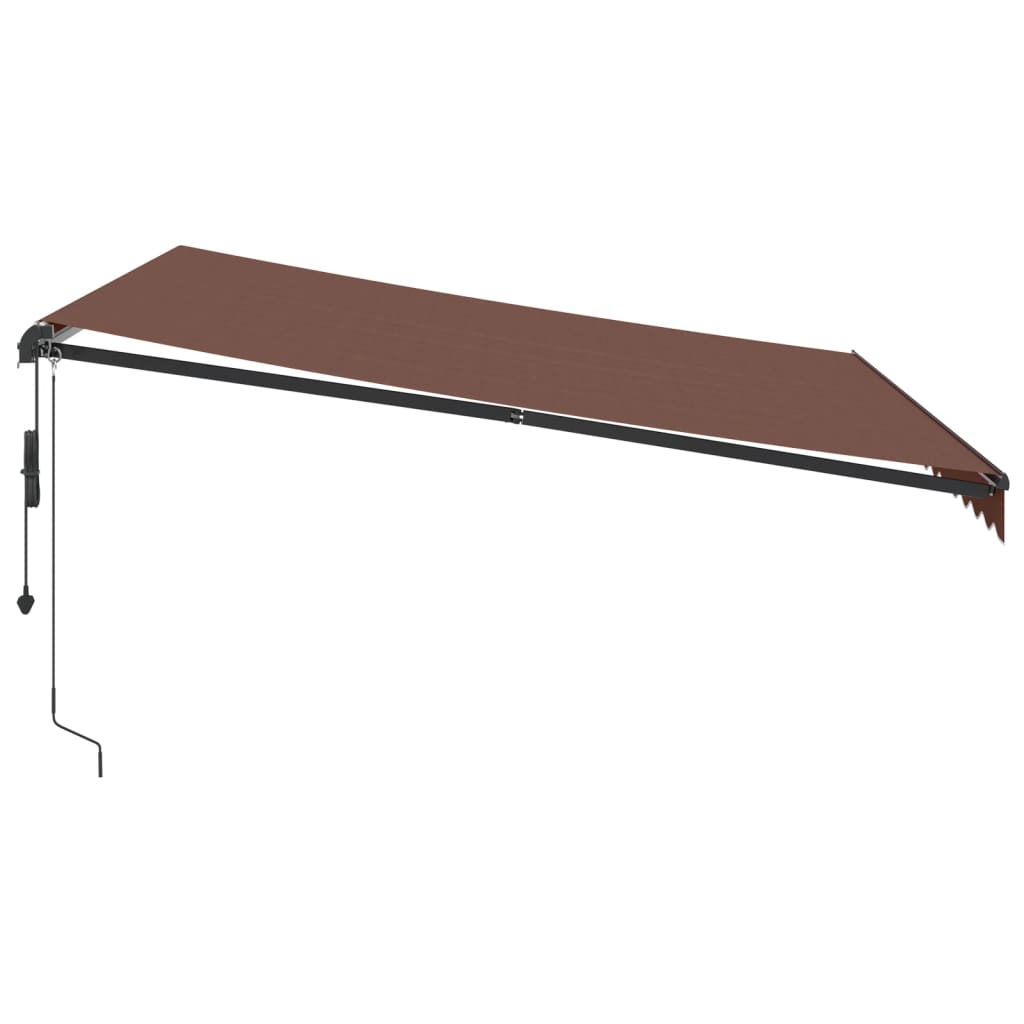 Copertina retractabilă automat cu LED-uri, maro, 400x350 cm
