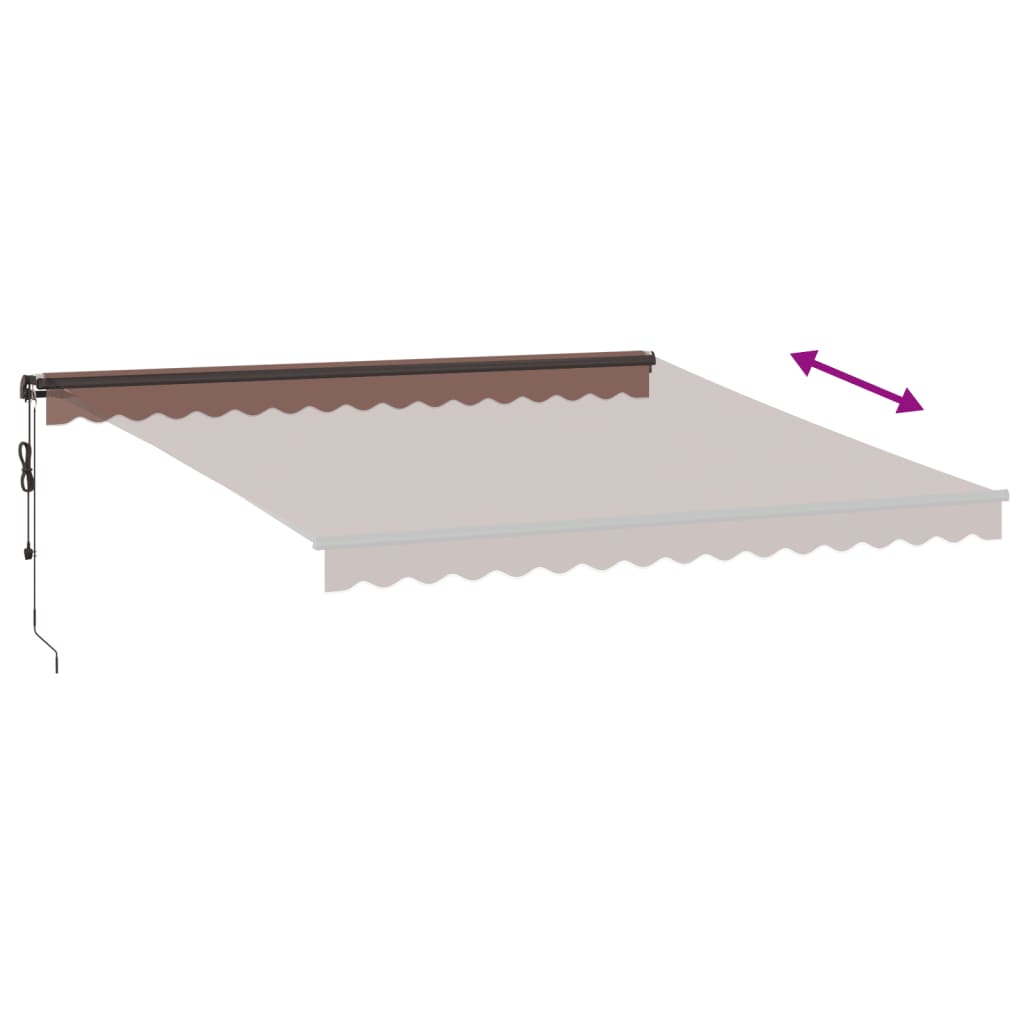 Copertina retractabilă automat cu LED-uri, maro, 400x350 cm