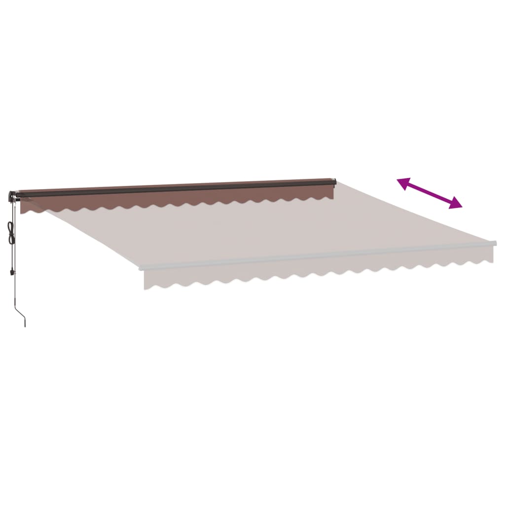 Copertina retractabilă automat cu LED-uri, maro, 450x350 cm