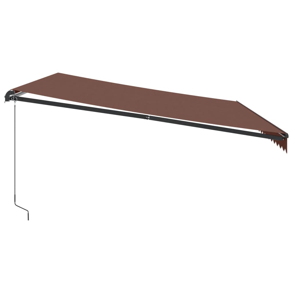 Copertina retractabilă manual cu LED-uri, maro, 500x350 cm