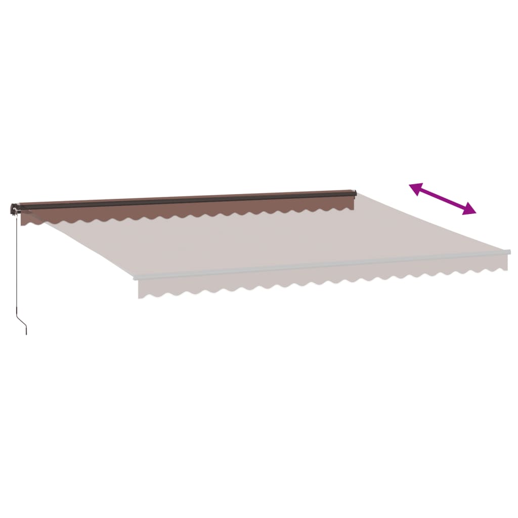 Copertina retractabilă manual cu LED-uri, maro, 500x350 cm