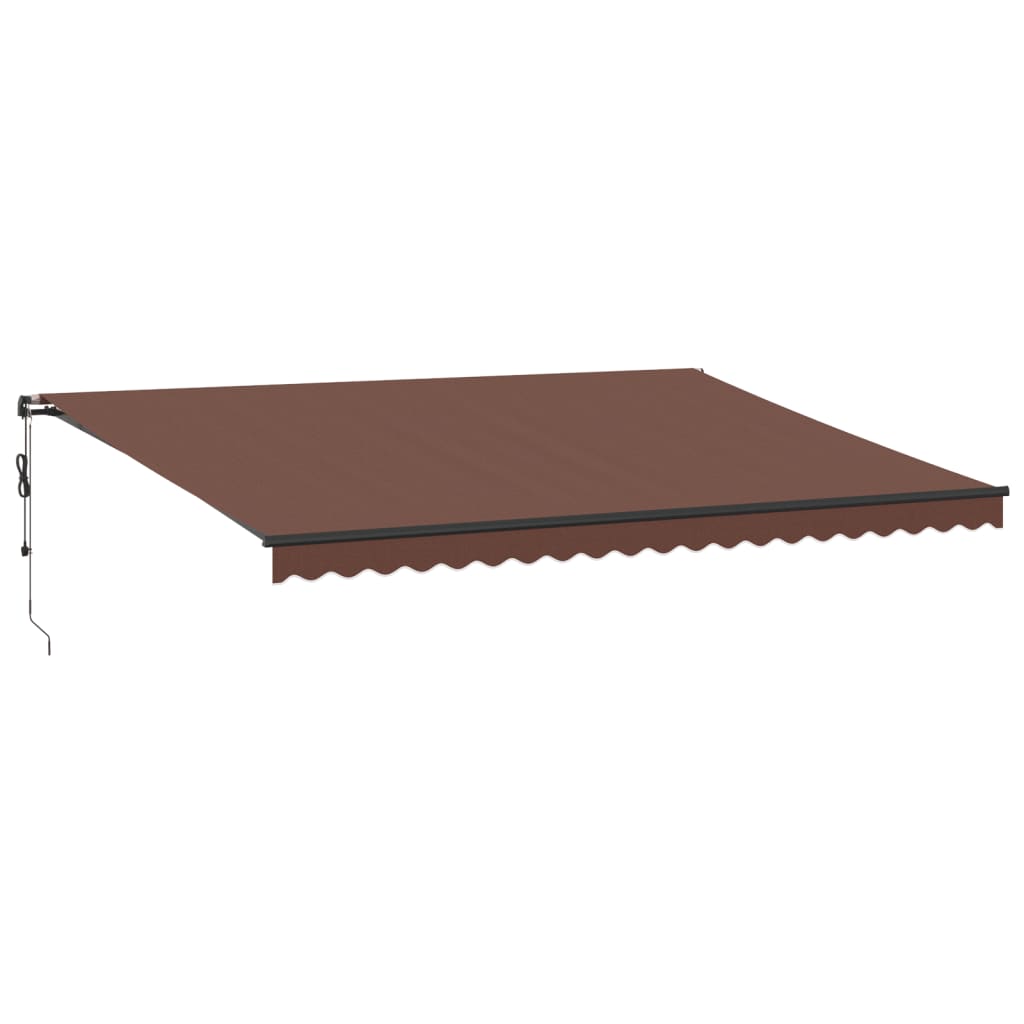 Copertina retractabilă automat cu LED-uri, maro, 500x350 cm