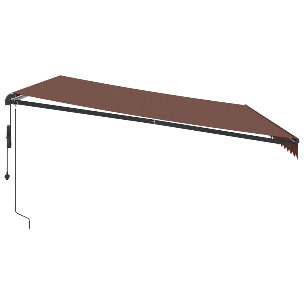 Copertina retractabilă automat cu LED-uri, maro, 500x350 cm