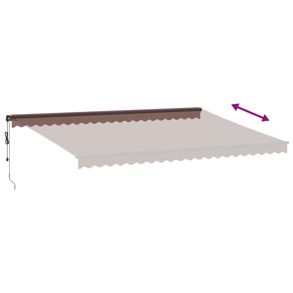 Copertina retractabilă automat cu LED-uri, maro, 500x350 cm