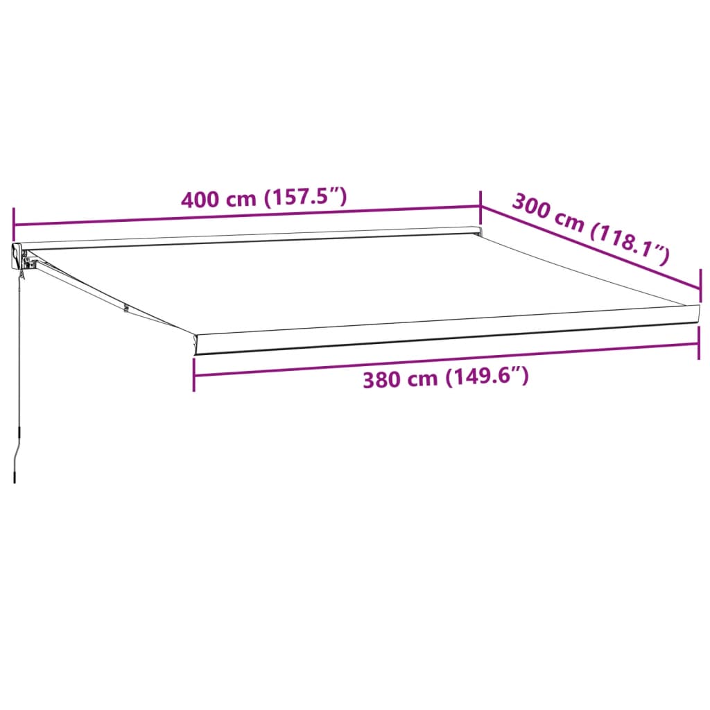 Copertină retractabilă manual, maro, 400x300 cm