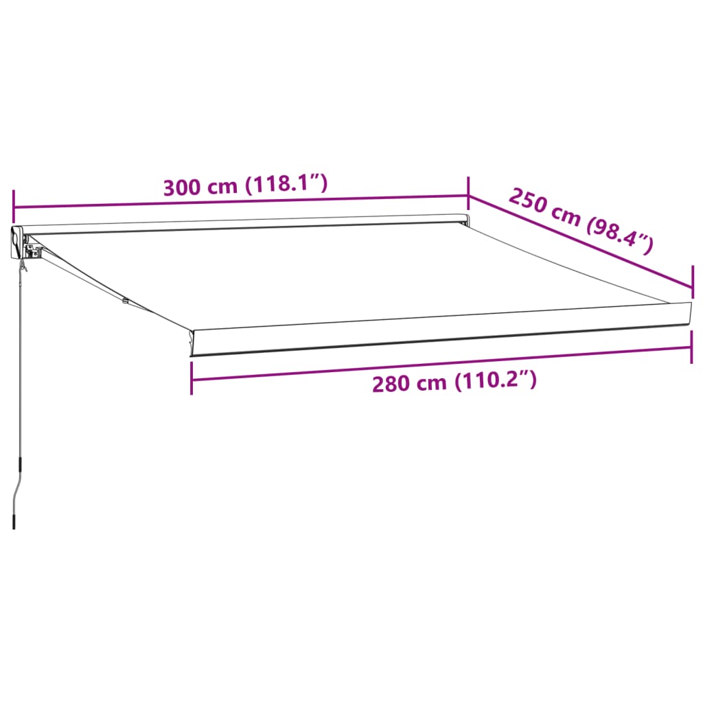 Copertină retractabilă manual, maro, 300x250 cm