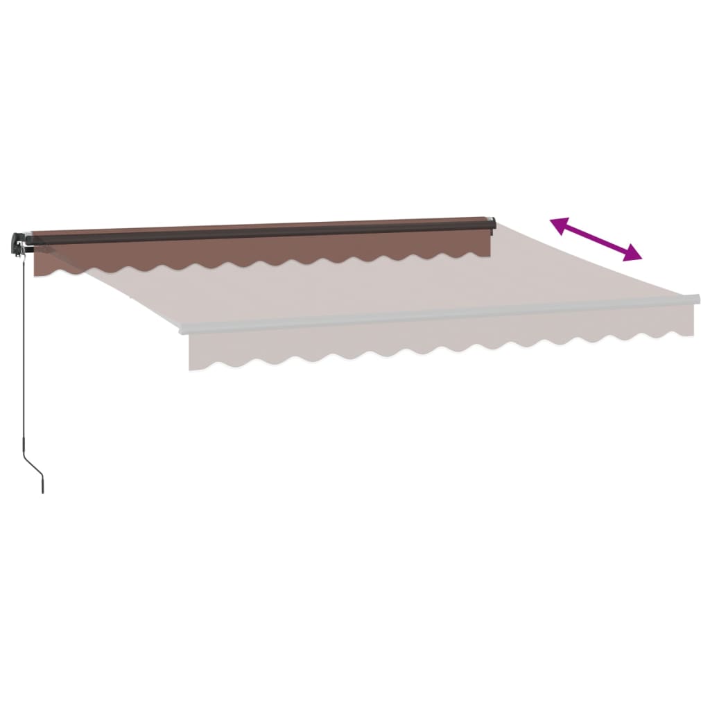 Copertină retractabilă manual cu LED, maro, 350x250 cm