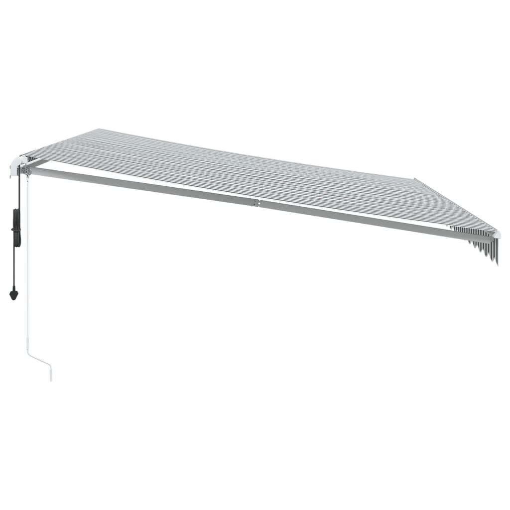 Copertină retractabilă automat cu LED, antracit/alb, 450x300 cm