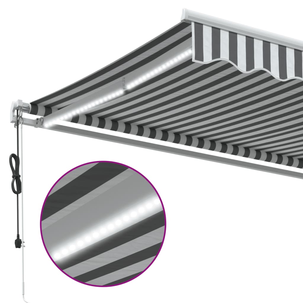 Copertină retractabilă automat cu LED, antracit/alb, 450x300 cm