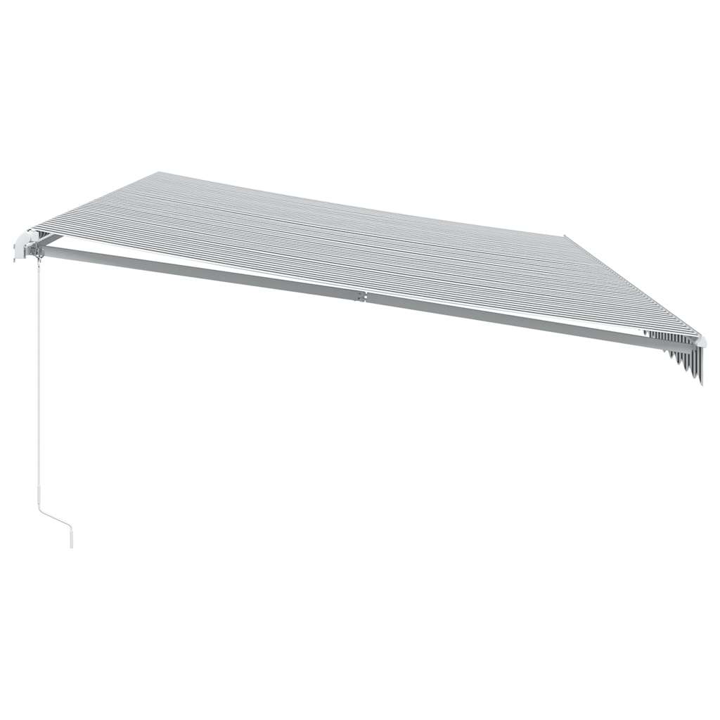 Copertină retractabilă manual cu LED, antracit/alb, 600x300 cm