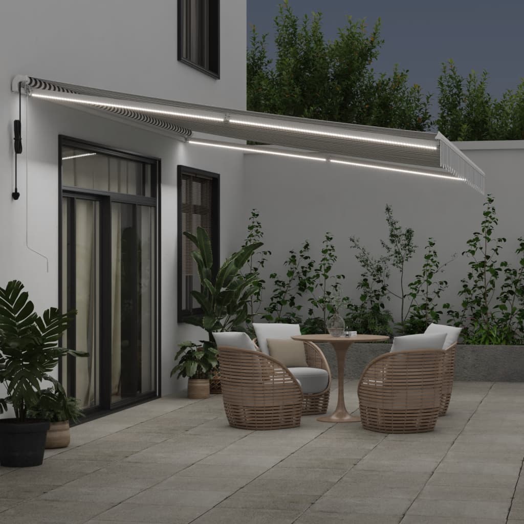 Copertină retractabilă automat cu LED, antracit/alb, 500x350 cm