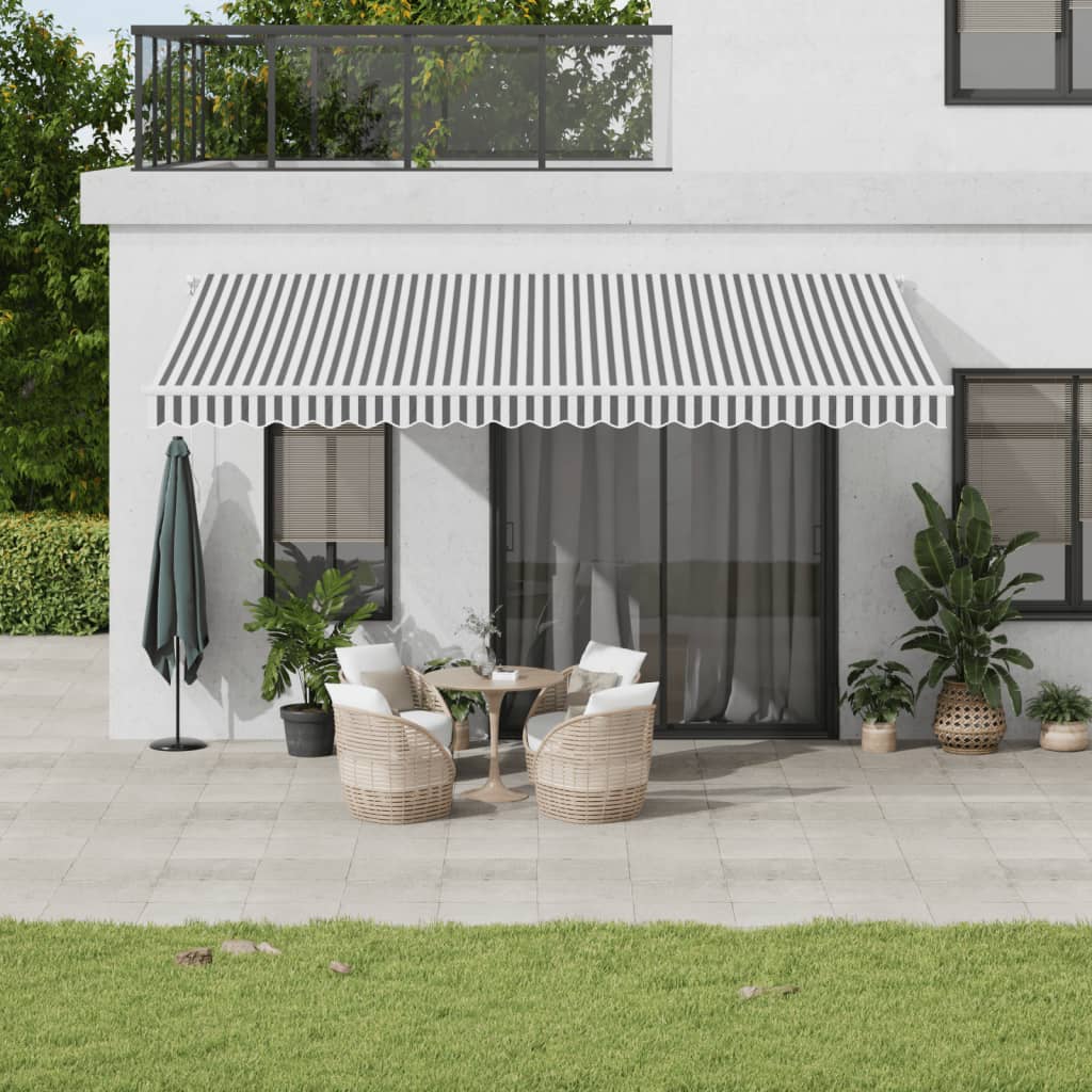 Copertină retractabilă automat cu LED, antracit/alb, 500x350 cm