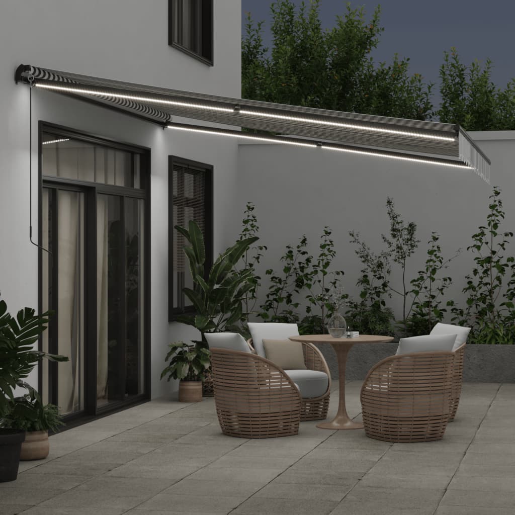 Copertină retractabilă manual cu LED, antracit/alb, 400x350 cm