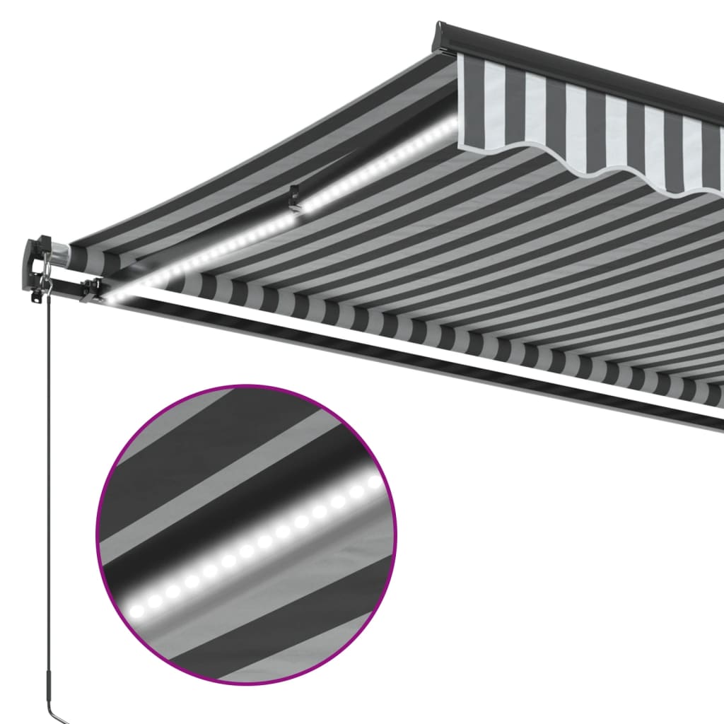 Copertină retractabilă manual cu LED, antracit/alb, 400x350 cm