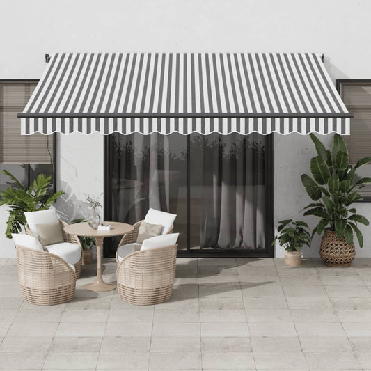 Copertină retractabilă automat, antracit/alb, 400x350 cm
