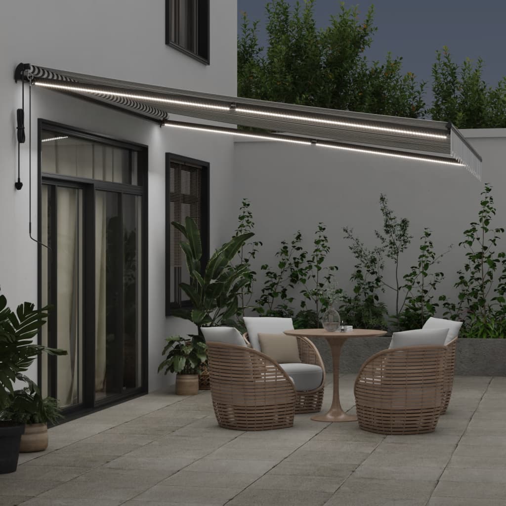 Copertină retractabilă automat LED-uri antracit/alb 400x350 cm