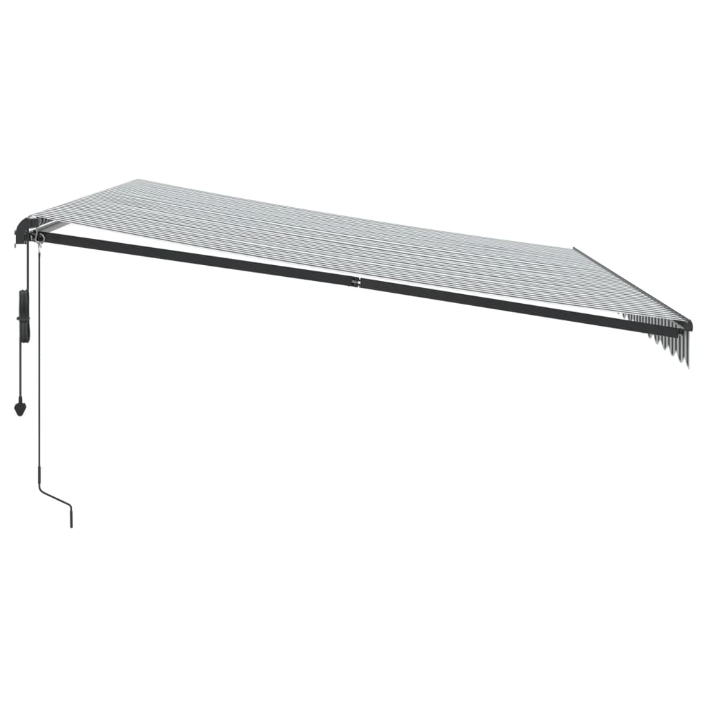 Copertină retractabilă automat, antracit/alb, 450x350 cm