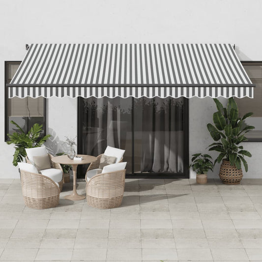 Copertină retractabilă automat, antracit/alb, 450x350 cm