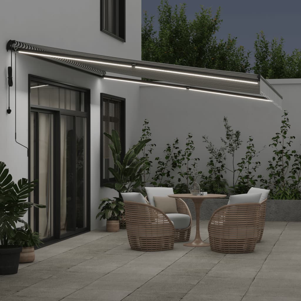 Copertină retractabilă automat LED-uri antracit/alb 450x350 cm