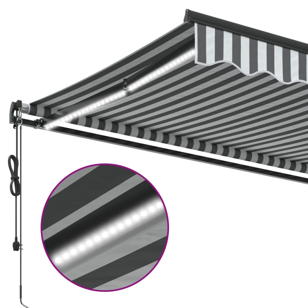 Copertină retractabilă automat LED-uri antracit/alb 450x350 cm